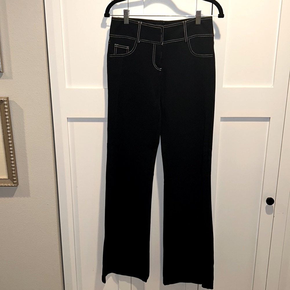 NWT Cache black pants Sz 2 with white seams